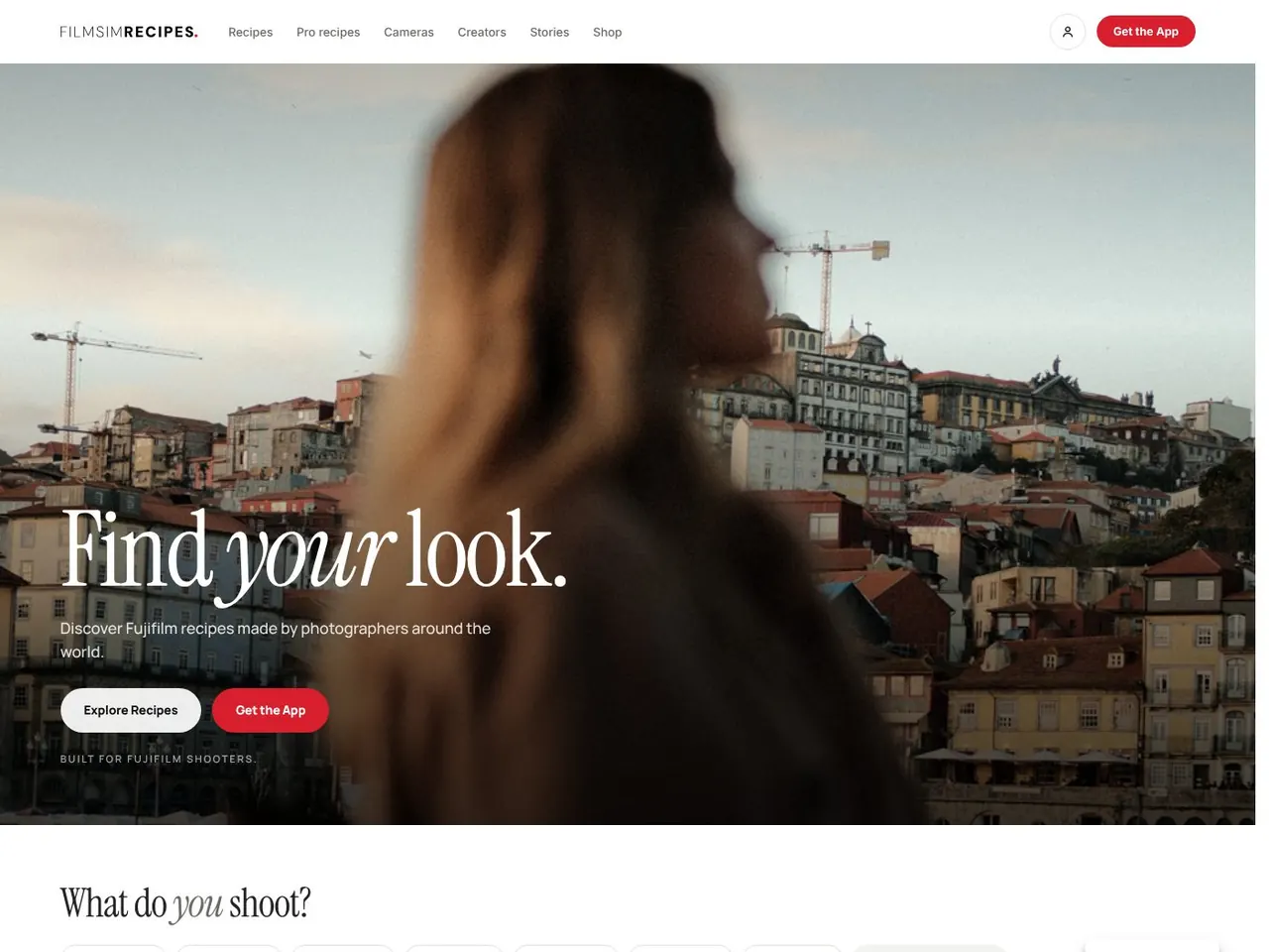 Website e app FilmSim Recipes, criados pela Lawless Studio